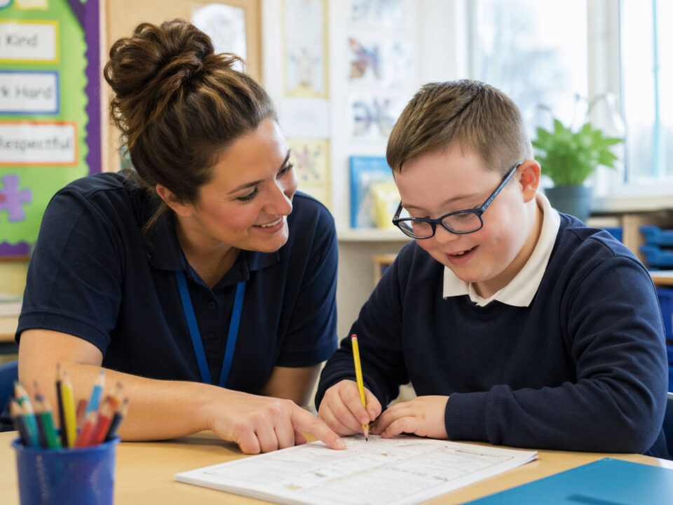 Image of Supply Teacher supporting a student in class